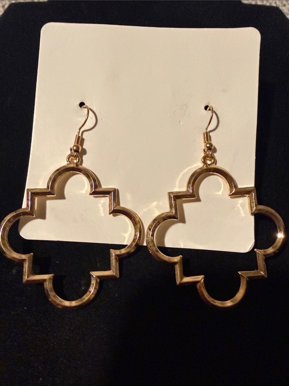 Gold tone Quatrefoil Dangle Earrings - Women Jewelry